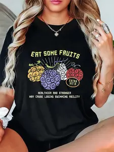 100% Cotton Unisex One Piece Devil Fruits Eat Some Fruits T-Shirt