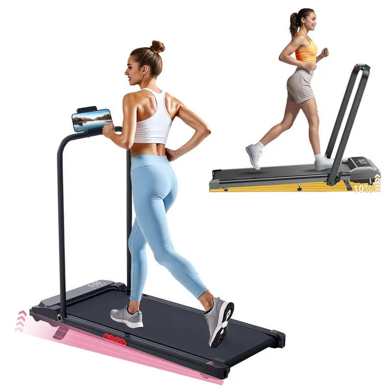 BOFEKTE 3-in-1 Foldable Under Desk Walking Pad Treadmill - Home Workout Equipment with Basic Walking Mat, Handles, Remote Control, Light-Up LED Screen, 400 lbs Capacity, Portable Lightweight Fitness Machine