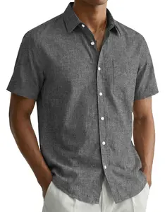 COOFANDY Men's Linen Shirts Casual Button Down Short Sleeve Summer Beach Dress Shirt Menswear Soft Classic Chino Plain Top Elegant Stylish