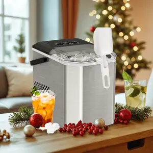 Silonn Countertop Ice Maker, Compact and Portable with Handle, 9 Bullet Ice Cubes in 6 Minutes, Self-Cleaning, Great for Home or Outdoor Use