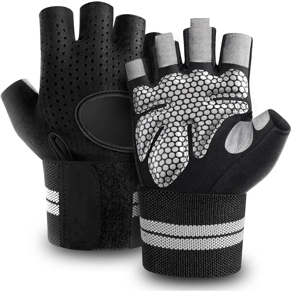 Breathable Sports Gloves, 1 Pair Thickened Lifting Gloves with Wrist Strap, Full Palm Protective Gloves for Gym Training & Weightlifting, Workout Accessories, Fitness Accessories, Athletic Accessory