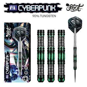 Shot AI Cyberpunk Steel Tip Dart Set-90% Tungsten Barrels-25gm