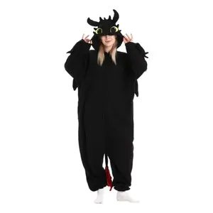 Cute dragon animal jumpsuit pajamas, dragon Halloween party costumes, fabrics, women's Christmas pajamas, plush, suitable for both men and womenRAIMENTRY