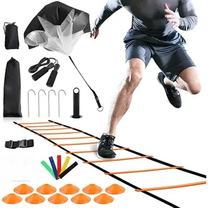 Agility Ladder 20 Feet 12 Adjustable Rungs Speed Training Equipment Set, Agility Ladder, Football Cones, Running Parachute, Jump Rope, Resistance Bands