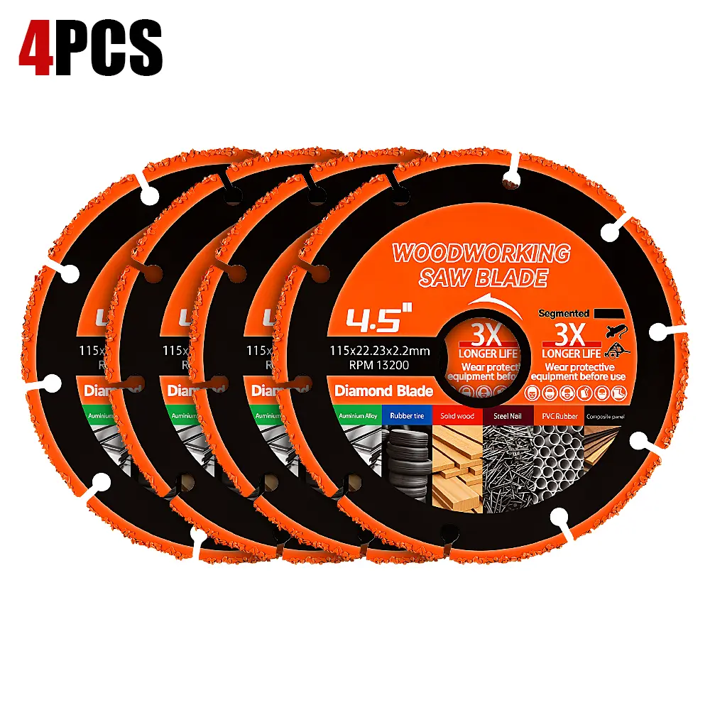 LOZLIN 2PCS 4.5In Alloy Grit Cutting Discs for Angle Grinders, 7/8-Inch Arbor Anti-Kickback Multi-Material Blades for Nail-Embedded Wood, PVC and Plastic