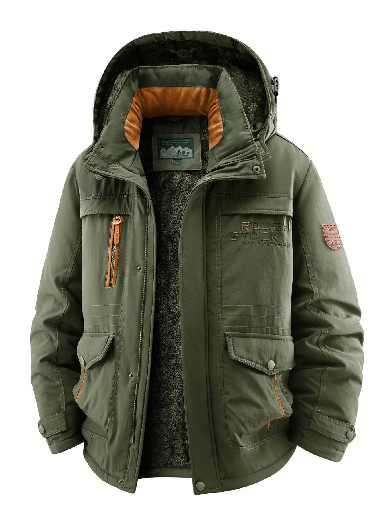 Men's Winter Thick Fleece Jacket with Hat, Windproof Waterproof Warm Casual Outerwear, Fashionable Comfort Design for Cold Weather