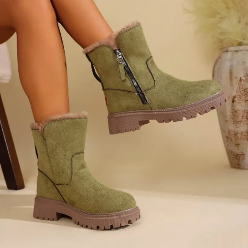 Women'S Fleece-Lined Winter Snow Boots with Side Zipper Closure, Thick Warm Round Toe & Low Heel - Durable PVC Lining, TPU Sole, Plush Cushioned Insole - Casual to Semi-Formal Round-Toe Boots for Ice & Slush, Easy On/Off (Purple/) - All-Day Comfort