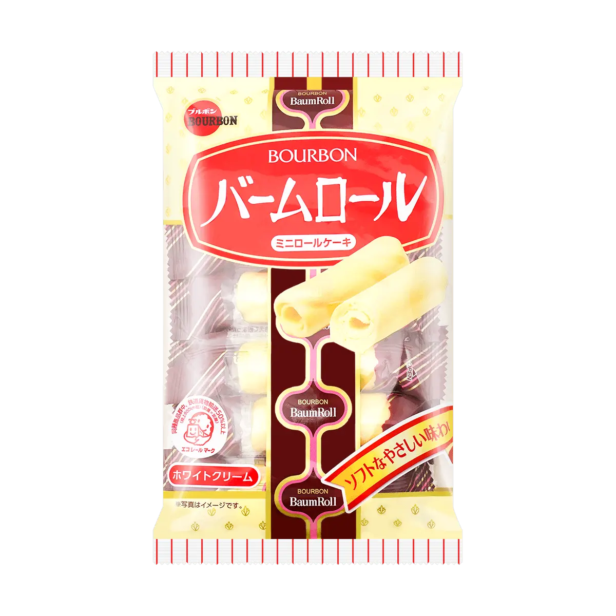 BOURBON Vanilla Cream Roll Cake - Soft & Fluffy Japanese Snack, 91g Pack