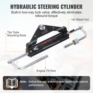 【FathersDayGift】 VEVOR Hydraulic Outboard Steering Kit, 150HP, Marine Boat Hydraulic Steering System, with Helm Pump Two-Way Lock Cylinder and 26 Feet Hydraulic Steering Hose, for Single Station Single-Engine Boats Parts Replacement Vehicle