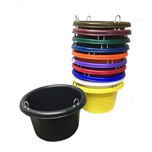 212 MAIN Horsemens Pride 1159-RE Red Mini Feed Tub - 18 qt. Bucket Tool with Snap-on Ring