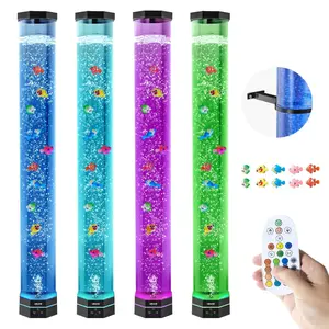VEVOR Sensory Bubble Tube Lamp, 32 39 48 60 - inch Bubble Fish Tube, Sensory Aquarium Lamp with 6/10 Floating Fish & 16 Color Effects, Remote Control, Stress Relief Calming Light for Bedroom Living Room Home Decor