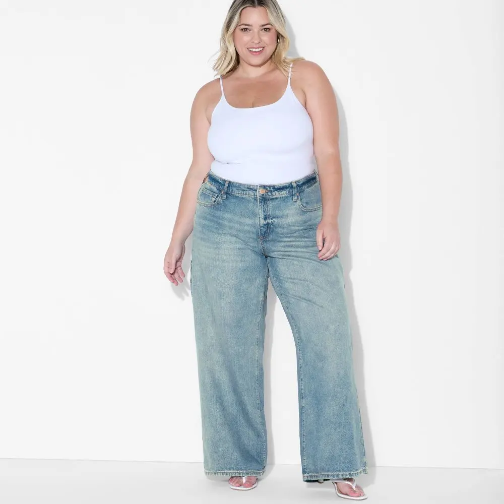 Women's Low-Rise Baggy Jeans - Wild Fable Medium Wash 2