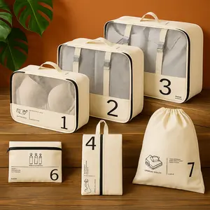 7 Pcs Lightweight Packing Cubes Travel Essentials, Multifunctional Luggage Organizer Bags for Clothes and Toiletries, Compression Storage Cubes Perfect for Carry On Suitcase and Weekend Trips