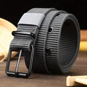 Men's Heavy Duty Outdoor Sports Camping Nylon Belt 47 Inches with Metal Buckle, Breathable Weaving Design, Suitable for Work, Leisure, and Daily Use