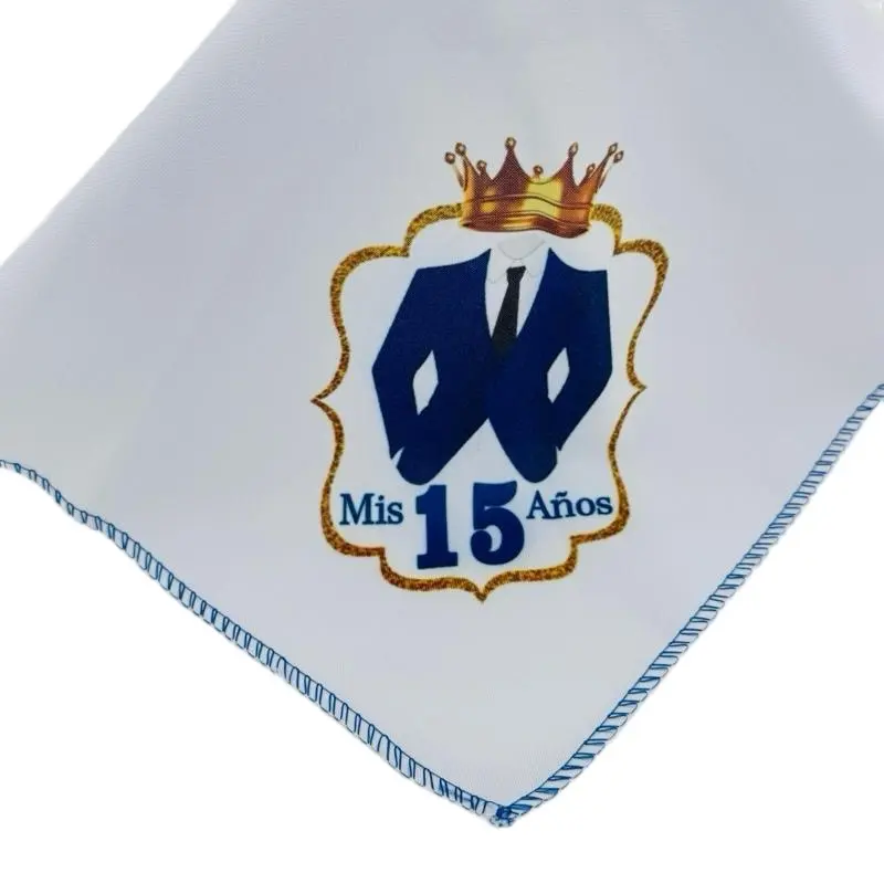100% Polyester 12-Piece Disposable Birthday Napkin Pack (12x12 in) - 15th Birthday Boy Celebration Set, Easy-to-Use Elegant Home & Festive Party Supplies, None
