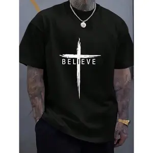 100% Cotton Believe Christian Cross Jesus Christ Christians Men Women T-Shirt Women's Men's Graphic Tee Causal Tops Fashion
