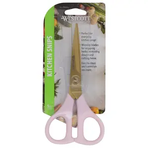 Westcott 5in All Purpose Kitchen Snips for Herbs, Pink with Gold Blade (00822)