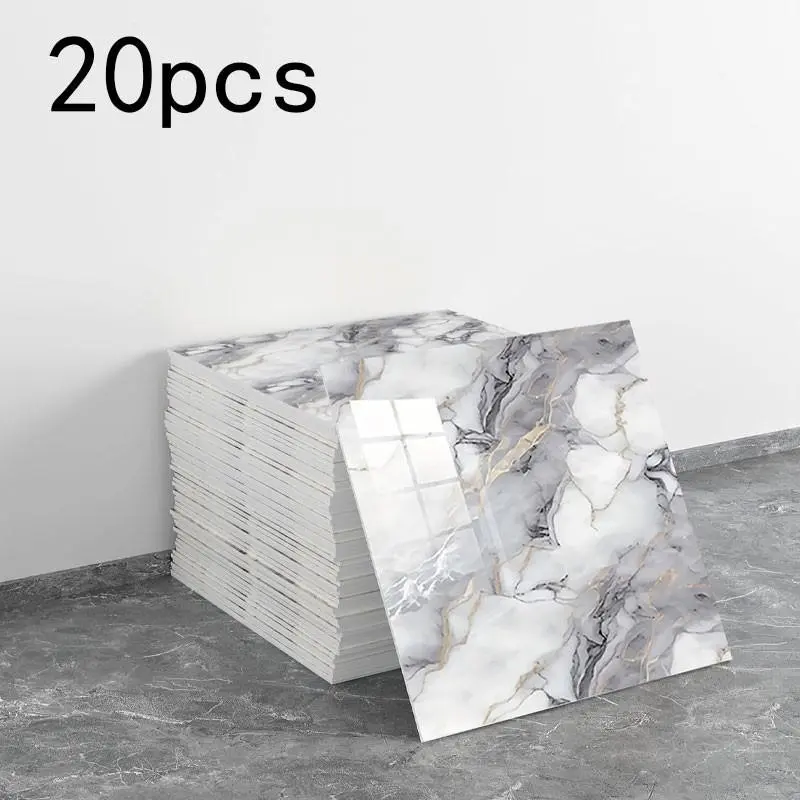 20 pieces of marble veneer and adhesive interior wall panels, Peel and stick panels for walls, waterproof, moisture-proof, removable, polyvinyl chloride foam, suitable for kitchens, bathrooms