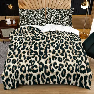 Leopard print pattern, soft and durable bed Duvet Cover Set, including 1 quilt cover and 1 or 2 pillowcases, without a core or pillowcore, suitable as daily gifts for birthdays and holidays