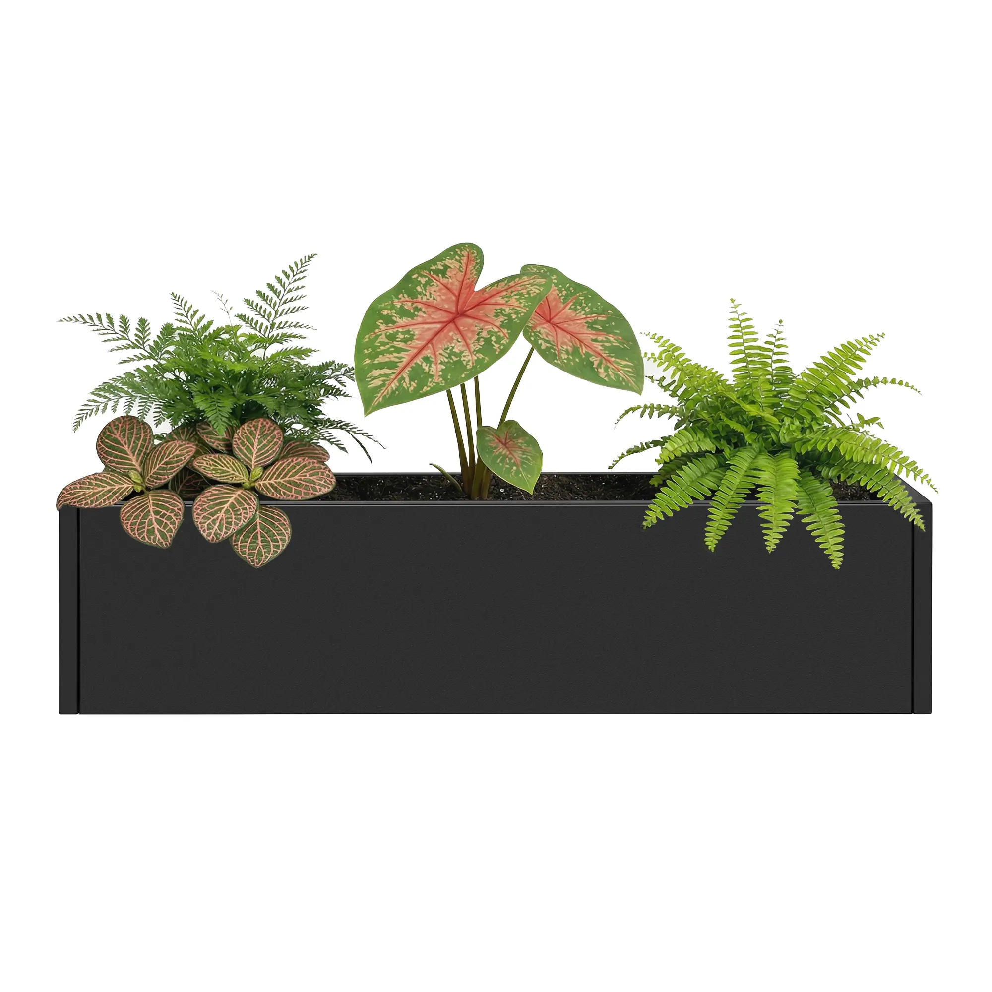 Metal Rectangular Planter Box, 36" Raised Garden Bed with Drainage Holes, Outdoor Railing Planter Box, Vegetables Growing Planter for Backyard Patio