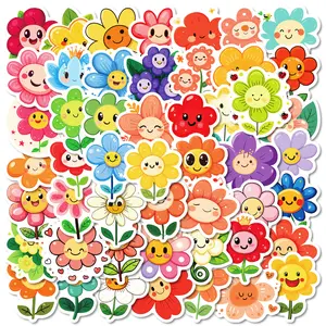 50 Colorful Cartoon Smiley Face and Flower Stickers, Suitable for Scrapbooks, Diaries, Laptops, Water Bottles, Cars, and Other Faith-based Designs—gifts with Positive Messages.