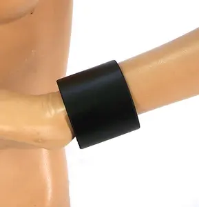 2" Dark Band Black Leather Wristband
