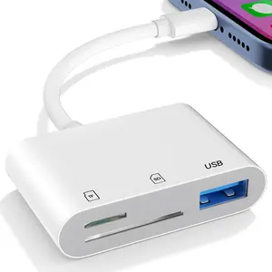 3 in 1 Multi-functional SD/TF Card Reader, Portable USB HUB Adapter, Plug & Play Card Reader for iPhone, iPad, Laptop, Macbook, Computer, Phone