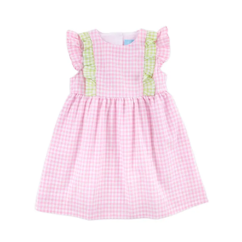 green gingham dress with pink jumper - TikTok Shop