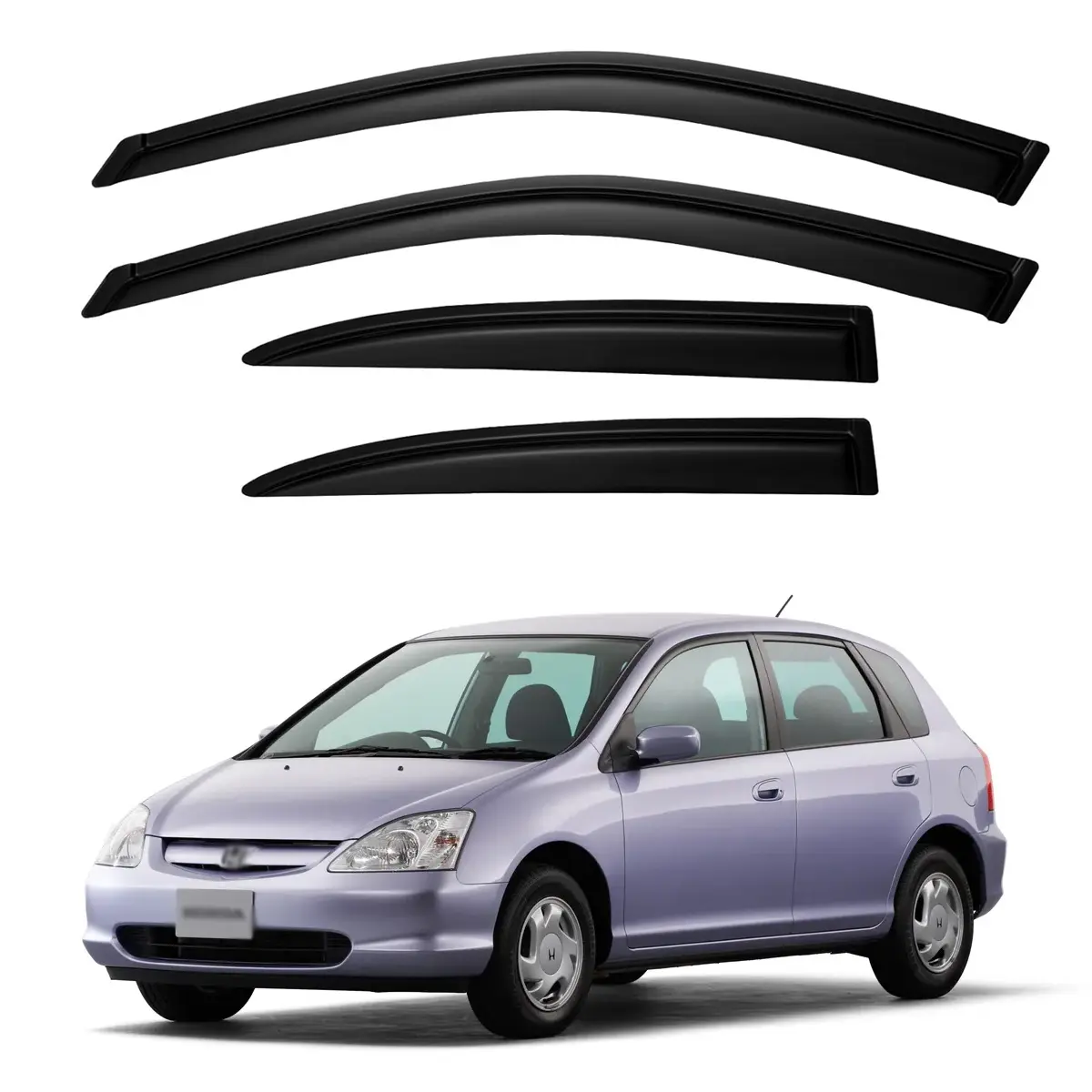Dark Smoke Tint Side Window Visor Vent Deflector, 108x5x12mm, for 2016-2022 Honda Pilot (Excludes Touring Models) - Custom Fit Curved, External Mount Reinforced Plastic Weather Shield, Optimal Sun Protection, Enhancing Appearance