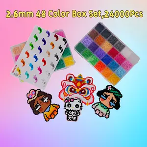 2.6mm 48 Color Box Set,24000Pcs,3D Pixel Puzzle Beads,Stainless Steel Precision Tweezers Set,Multiple Available,Infinitely Creative Maierial,DIY Bead Set,Spelled Beads Keychain pendan,Perfect for Kids & Adults Craft, Pixel Art
