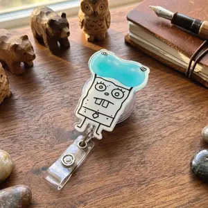 Doodle Meme Badge Reel, Funny Cartoon Sketch ID Holder,  Retractable Office Badge Reel Clip