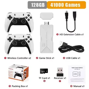 P5 PRO Video Game Console 2.4G Double Wireless Controller Game Stick 4K 41000 Games 128GB Y6 Plus Retro Games Boy Christmas Gift