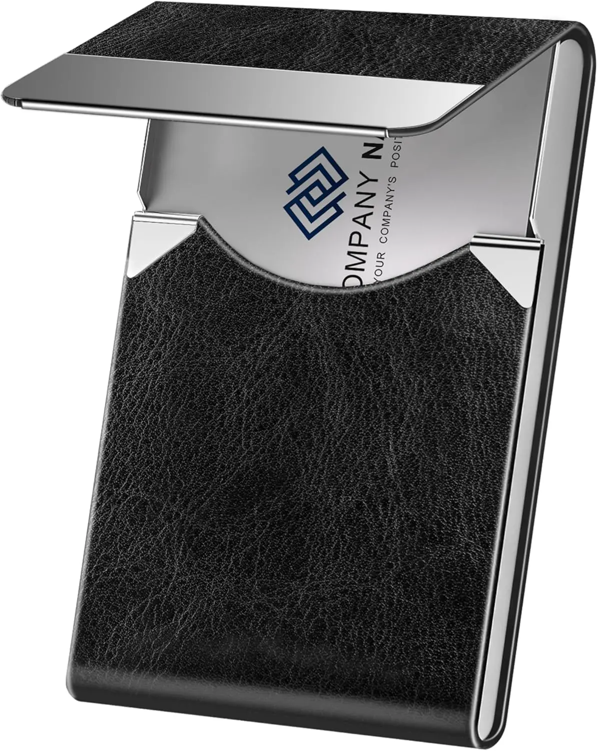 Business Card Holder for Women or Men, Business Card Case with PU Leather and Stainless Steel, Slim Metal Case with Magnetic Closure for Business Meeting Use