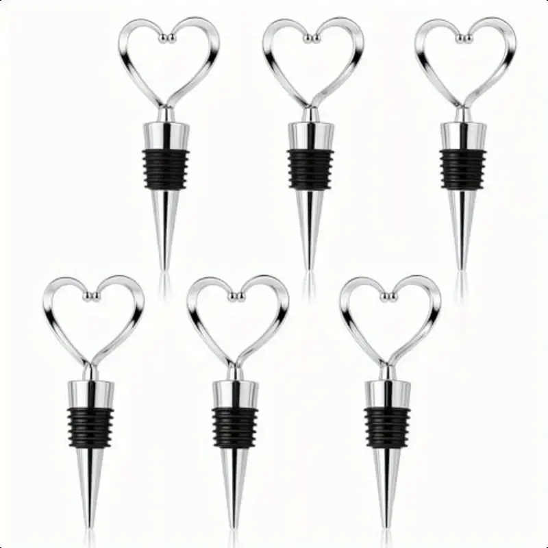 Heart-Shaped Wine & Champagne Bottle Stopper Set, Reusable Abs Plastic Airtight Seals, Perfect Wedding & Party Favors, Fits 0.6-0.8" Bottles, Utensils, Home Bar Accessories