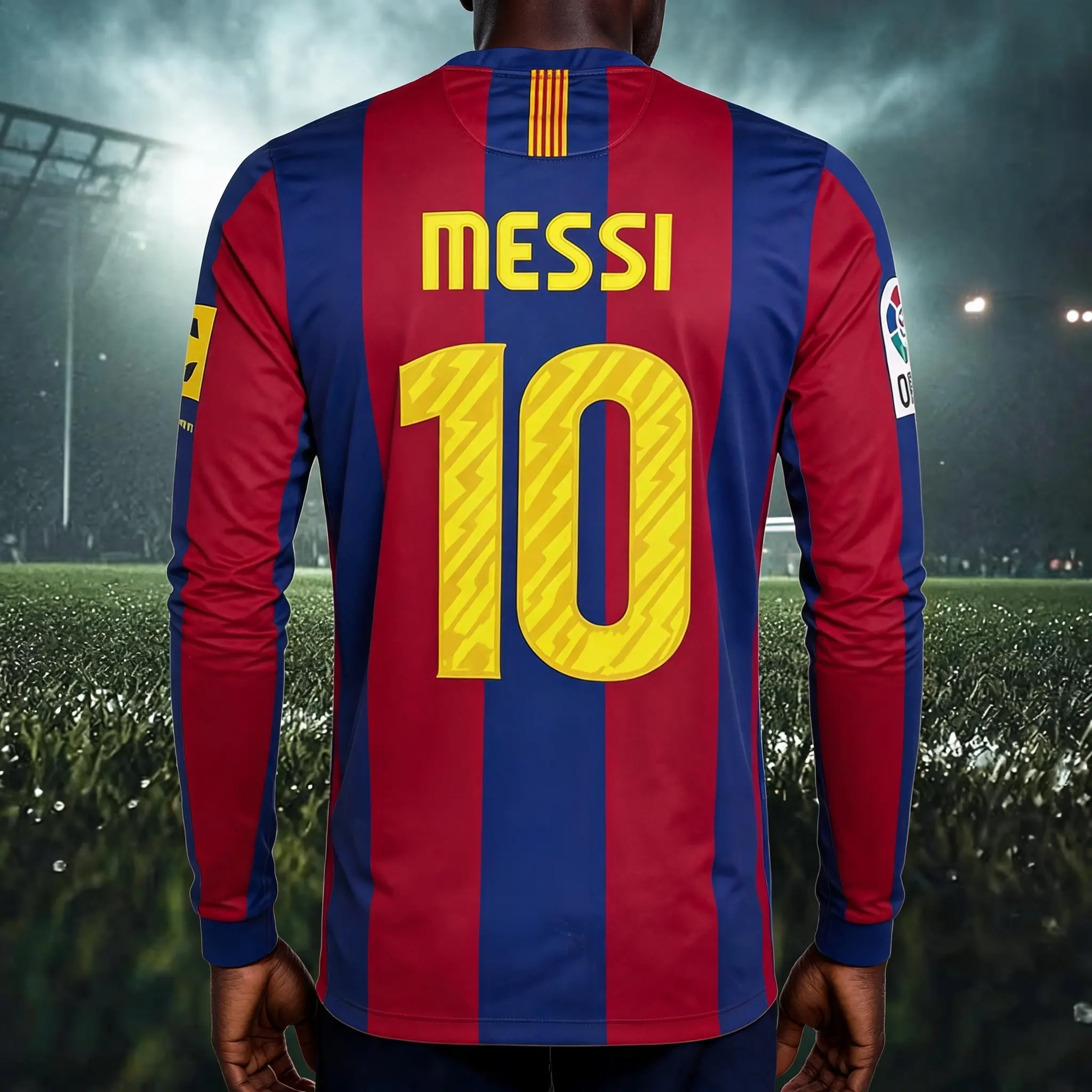 10-11 Home Soccer Jersey Messi NO.10 Long Sleeve Vintage Barcelona Jersey