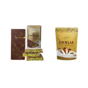 Dubai Chocolate Bar - 3.4oz And Dubai Chocolate Cones Bundle with Sugar, Dessert Snack, Perfect for Enjoying Anytime Bonbon Cocoa Flavor