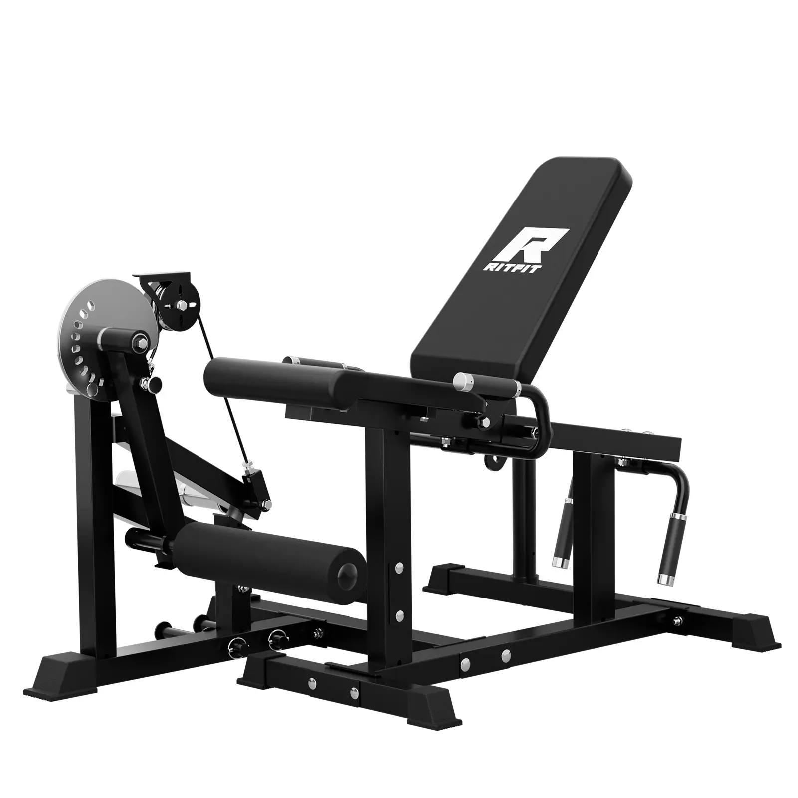 RITFIT PLC01 3-in-1 Multifunctional At Home Gym Strength Training Equipment - Leg Extension Machine, Leg Curl, Glute Workout Device, 325LB Capacity, 4 Adjustable Backrest Angles, 2'' Weight Plates, Seated/Lying Adjustable Exercise Gear,summerwins