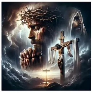 Praying Jesus Diamond Art Kits for Adults ,Religious DIY 5D Diamond Painting Kit for Beginners, Full Round Drill Gem Art and Crafts,Diy Handicrafts,Diamond Mosiac Dots, Home Wall Decor 14X14 Inch