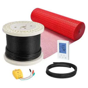 【fathersdaygift】VEVOR 100 sqft Floor Heating Mat System,120V Electric Radiant Heated Floor Systemwith Decoupling Membrane & Smart Control Thermostat & AlarmEasy Installation for TileStoneVinyl