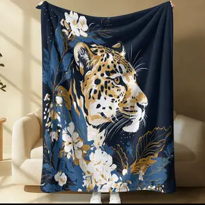Vintage Jungle Floral Animal Print Blanket, All-Season Use, Suitable for Bed Sofa Car Room Decor Gift, Kids and Adults