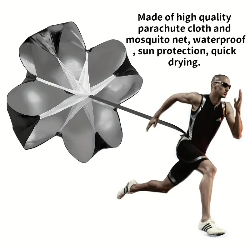 Universal Resistance Parachute - Durable Black Oxford Fabric Speed Chute for Fitness Training, Gymnastics, with Included Storage Bag