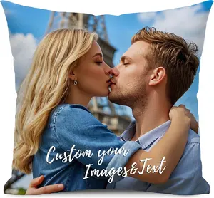 Personalized Pillow Cover with Picture- Made in USA - Custom Pillow Case with Photo Text Image, Customized Couples Gifts Decorative Throw Pillowcase Cushion Covers for Couch Bed Sofa， 18" x 18"