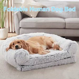 Human Dog Bed Foldable Giant Dog Beds for People Adult Washable Human Sized Large Dog Bed Orthopedic Plush Adjustable Dog Sofa Bed