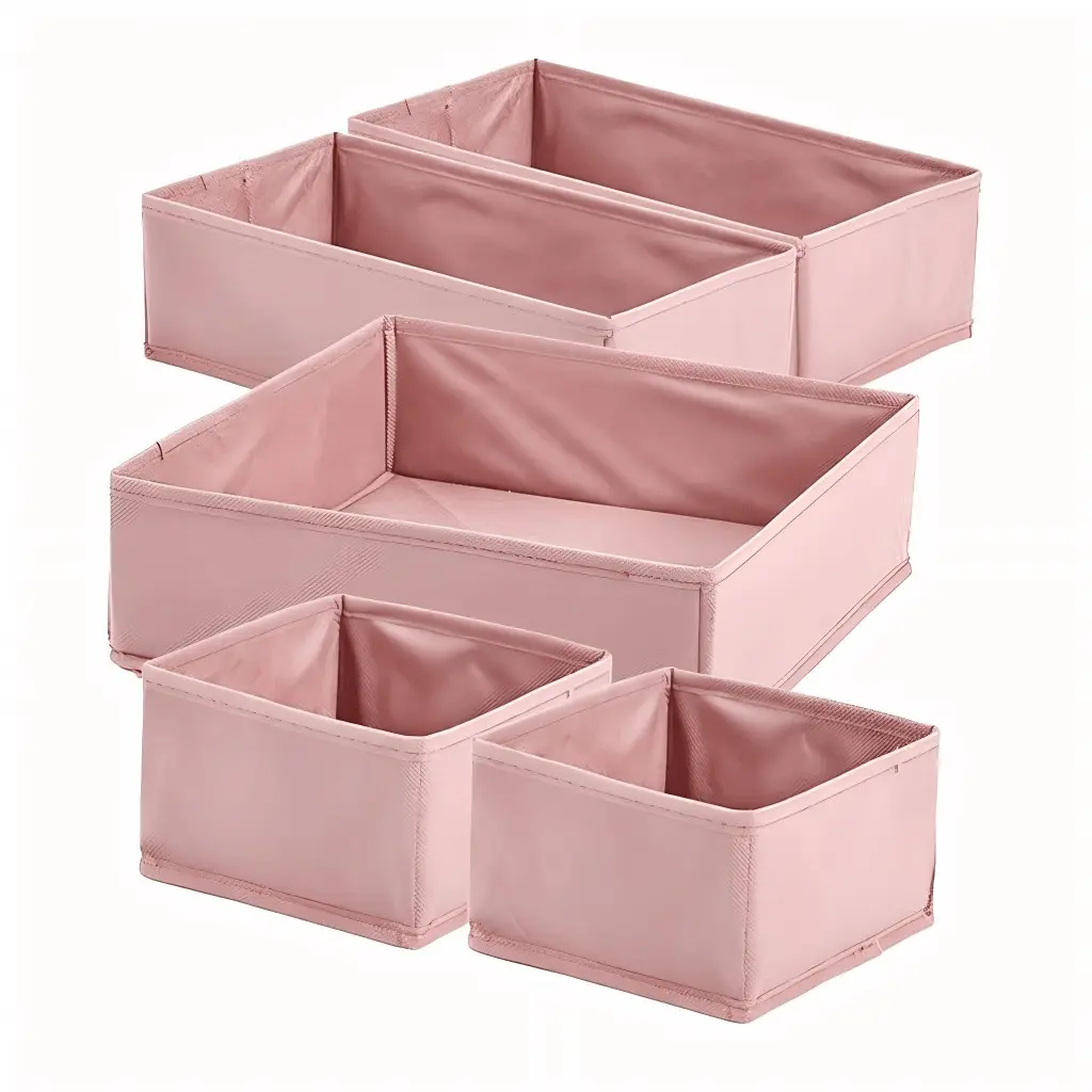 Foldable Fabric Household Storage Box Set with Lid, Space-Saving Organizer for Underwear, Bras, Socks, Easy Assembly No Tools Needed, Collapsible Storage Organizer, Collapsible Storage Boxes, Collapsible Storage Bins