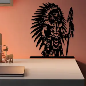 1pc Native American Metal Wall Art, Native American Statue Mural, Perfect for Outdoor Wall, Thanksgiving Decor, Ideal Gift for Collectors, Rust-Resistant Metal