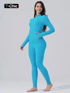 【Golden Zipper】【Gardenia Fragrance】Soft Brushed Women's Sporty Tracksuit Set, Sweatsuit with Pockets , Golden Zipper Jacket with Pockets & Yoga Pants, Thumbholes Design, Casual Wear for Women #fyp#leggings