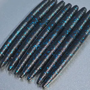 Black / Blue Flake 5” Senko – Bass Fishing Stick Bait (8ct) – Wacky & Texas Rig Soft Plastic Crappie