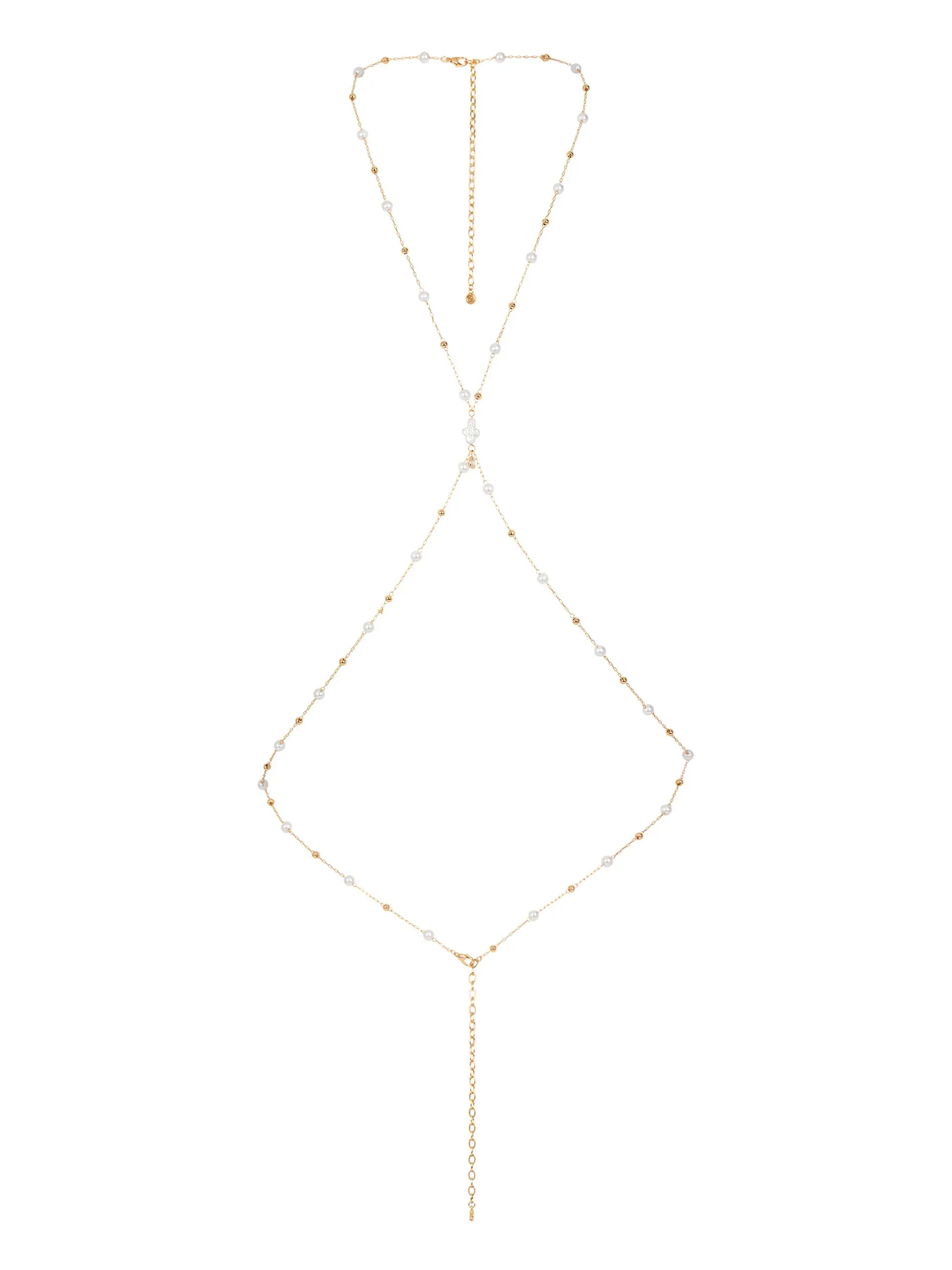 Ettika Sunshine Coast Pearl Body Chain Gold-Tone Plated Brass Acrylic & Freshwater Pearls 36" with 5" Extender Bridal Accessory