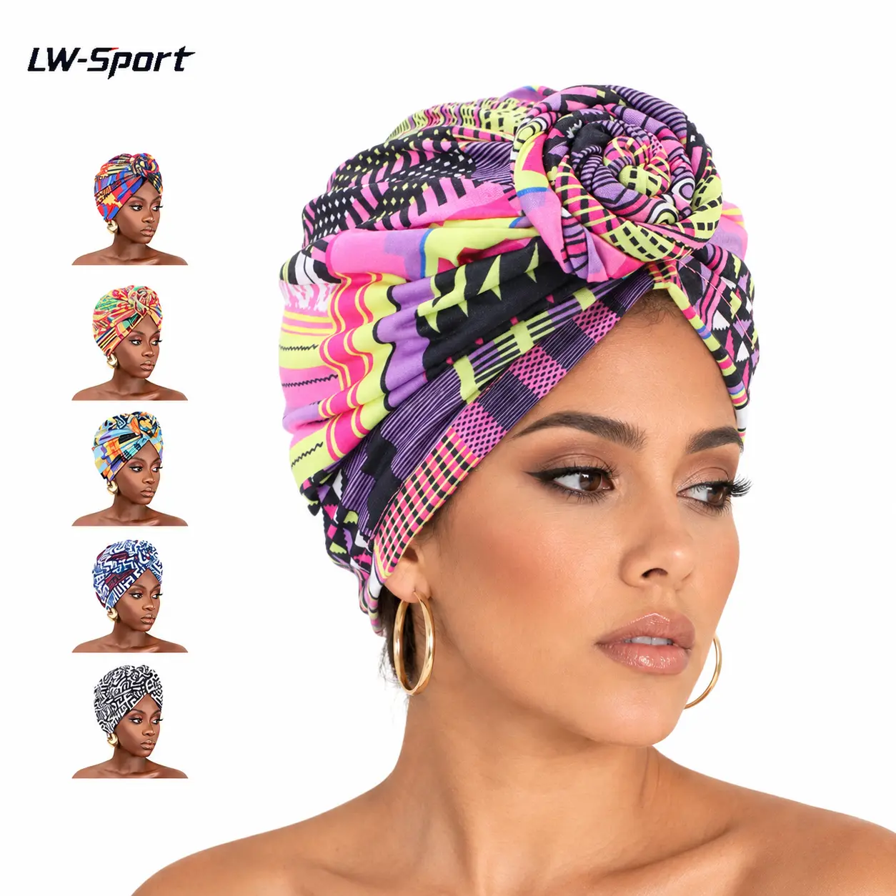 3Pcs Women's African Ankara Print Pre-Tied Knot Turban Head Wrap | ModestFashionTok AfricanFashionTok CoquetteTok HairTok Soft Stretchy Pleated Sleep Cap Chemo Beanie Hair Cover for Daily Casual Wear