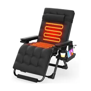 Heated Zero Gravity Chair, 29" XL Oversized Reclining Lounge Chair with 3 Heat Levels for Back & Seat, Upgraded Lock & Footrest, Armrest Pads Cushion Headrest Included, 500LBS Capacity